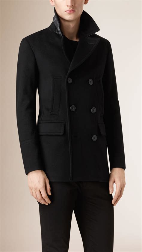 burberry black peacoat|Burberry men's overcoat sale.